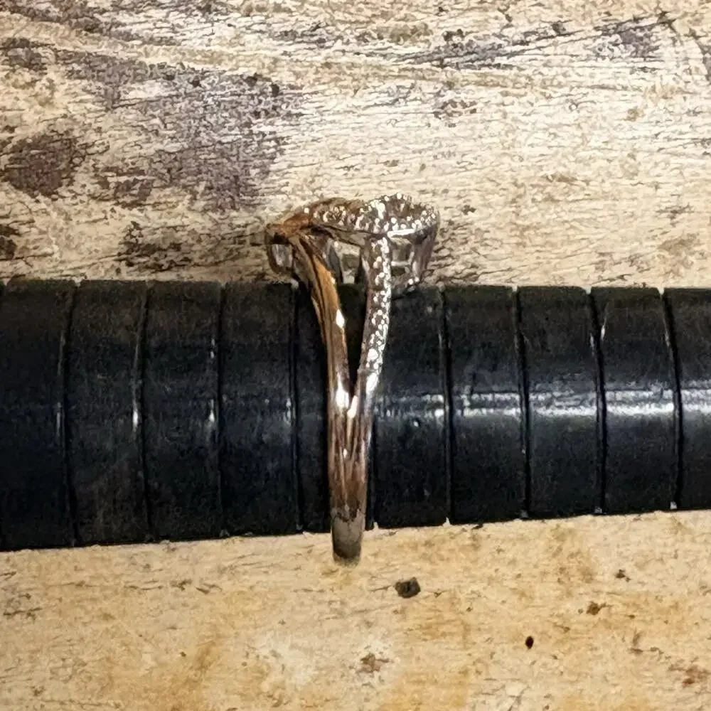 Heart Ring Size 7 Sterling Silver Two Tone w/ Diamonds Interlocking & Rose Gold